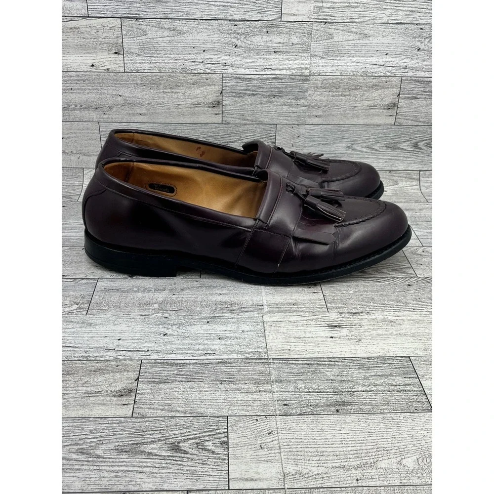 Allen Edmonds Newport Men Sz 11B Burgundy Leather Kiltie Tassel Loafers USA Made